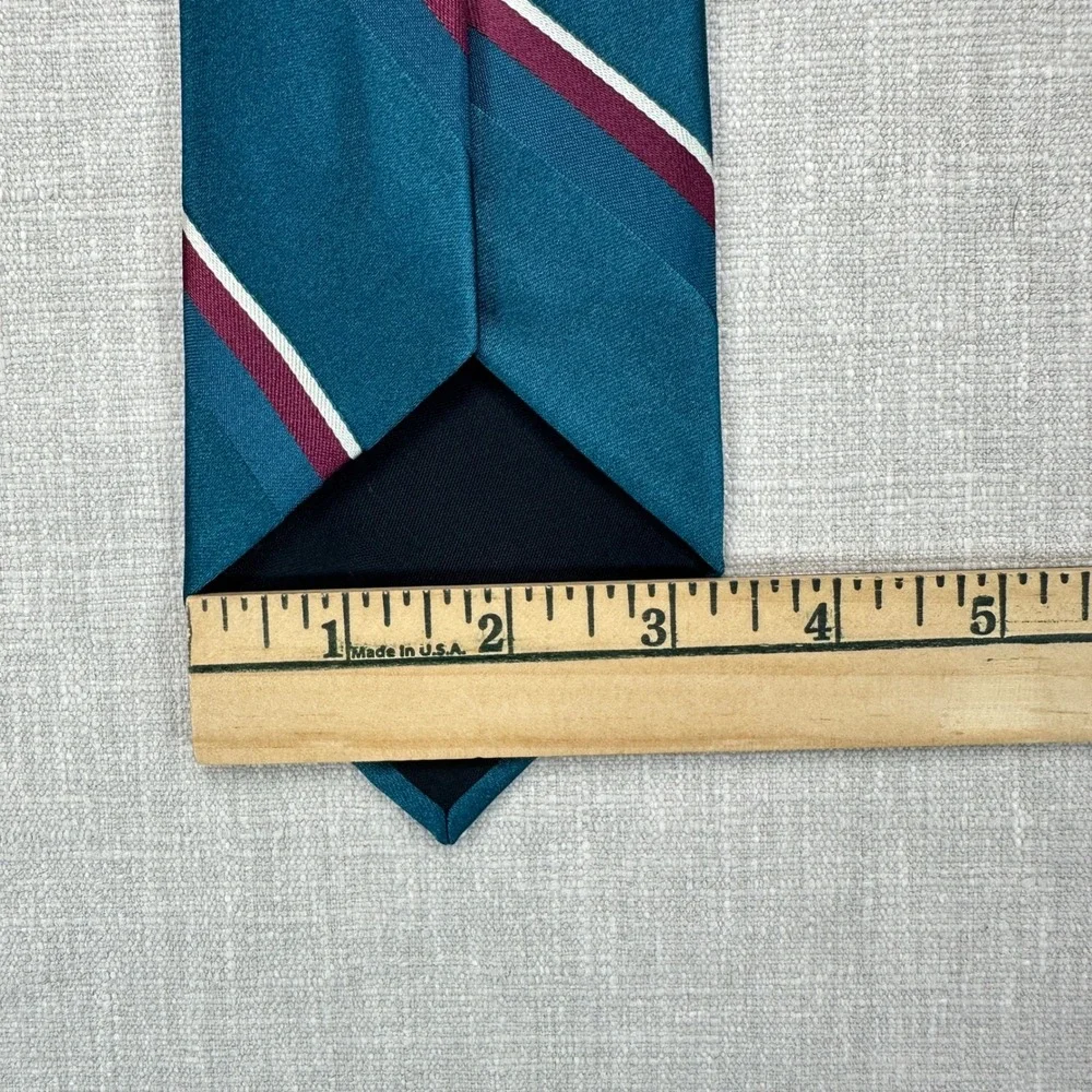 Wembley Leatherback Satins Tie Men's Teal Burgundy Stripe 3.5